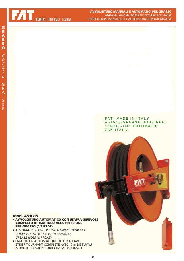 FAT GREASE HOSE REEL-AUTOMATIC