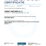 VEMAT MOTOR CERTIFICATE