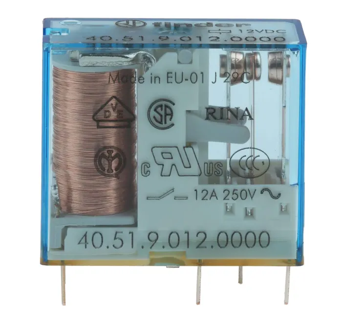Finder PCB Mount Power Relay, 12V dc Coil, 10A Switching Current, SPDT