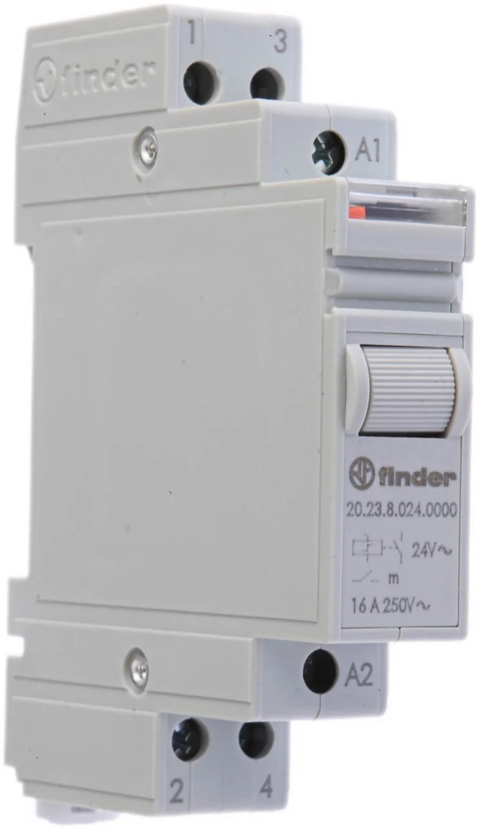 Finder DIN Rail Latching Power Relay, 24V ac Coil, 16A Switching Current, SP-NC, SP-NO