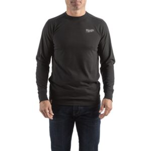 Milwaukee HT LS BL L Hybrid T-Shirt Long Sleeve, Black, Size L