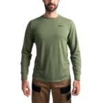 Milwaukee HT LS GN XL Hybrid T-Shirt Long Sleeve, Green, Size XL