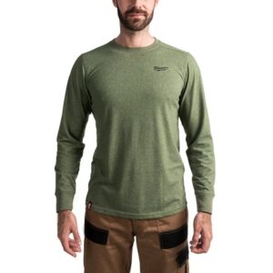 Milwaukee HT LS GN XL Hybrid T-Shirt Long Sleeve, Green, Size XL