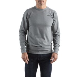Milwaukee HT LS GR XL Hybrid T-Shirt Long Sleeve, Gray, Size XL