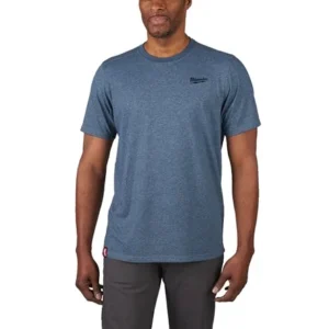 Milwaukee HT SS BLU XL Hybrid T-Shirt Short Sleeve, Blue, Size XL