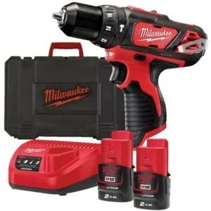 Milwaukee M12BPD-202C Cordless Sub Compact Percussion Drill with 2 x 2.0 Ah Batteries, Charger & Case