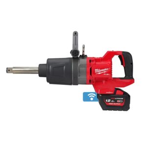 Milwaukee M18ONEFHIWF1D-121C FUEL™ ONE-KEY™ 1″ High Torque D-Handle Impact Wrench with Friction Ring & Extended Anvil Kit with 1×12.0 Ah Battery, Charger and Case