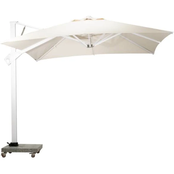 Olefin fabric water-resistant beach umbrella in aluminium frame Powder coated with granite base, 200Kgs