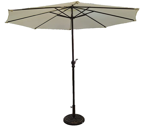Outdoor Garden Umbrella with Base, 250cm – Beige