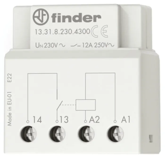 Finder Switch Box Power Relay, 12V ac Coil, 12A Switching Current, SPST