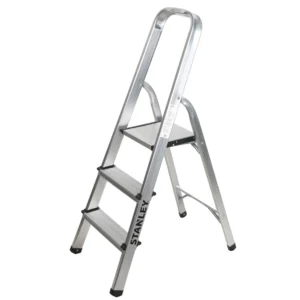 STANLEY Step Ladder | 3 Steps Aluminum Ladder | Anti Slip Steps | Non-Slip Rubber Edge Guards | 150 KG Loading Capacity | EN131 Approved - SXLDAL-003