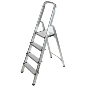 STANLEY Step Ladder | 4 Steps Aluminum Ladder | Anti Slip Steps | Non-Slip Rubber Edge Guards | 150 KG Loading Capacity | EN131 Approved - SXLDAL-004