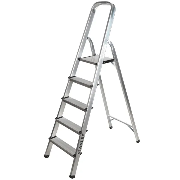 STANLEY Step Ladder | 5 Steps Aluminum Ladder | Anti Slip Steps | Non-Slip Rubber Edge Guards | 150 KG Loading Capacity | EN131 Approved - SXLDAL-005