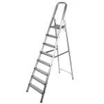 STANLEY Step Ladder | 8 Steps Aluminum Ladder | Anti Slip Steps | Non-Slip Rubber Edge Guards | 150 KG Loading Capacity | EN131 Approved - SXLDAL-008