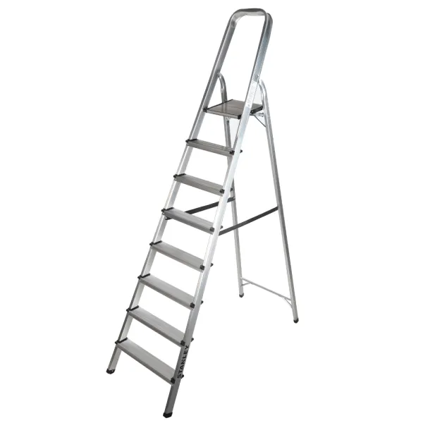 STANLEY Step Ladder | 8 Steps Aluminum Ladder | Anti Slip Steps | Non-Slip Rubber Edge Guards | 150 KG Loading Capacity | EN131 Approved - SXLDAL-008