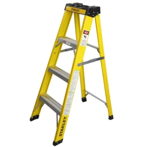 STANLEY Step Ladder | 3 Steps Fibre Ladder | Anti Slip Steps | Non-Slip Rubber Edge Guards | 150 KG Loading Capacity | EN131 Approved - SXLDFG-003
