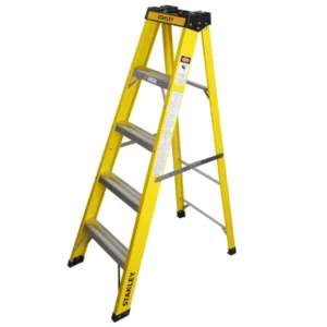 STANLEY Step Ladder | 4 Steps Fibre Ladder | Anti Slip Steps | Non-Slip Rubber Edge Guards | 150 KG Loading Capacity | EN131 Approved - SXLDFG-004