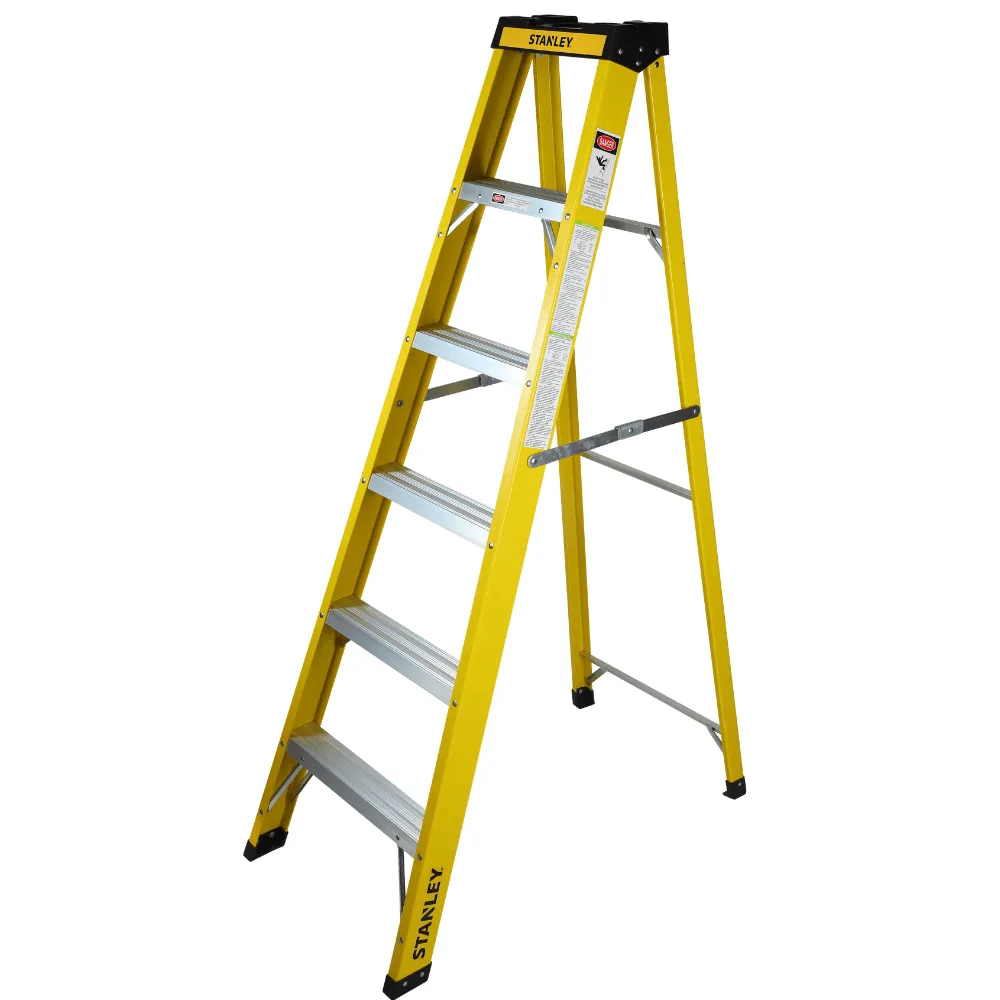 STANLEY Step Ladder | 5 Steps Fibre Ladder | Anti Slip Steps | Non-Slip Rubber Edge Guards | 150 KG Loading Capacity | EN131 Approved - SXLDFG-005