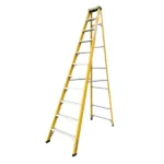 STANLEY Step Ladder | 10 Steps Fibre Ladder | Anti Slip Steps | Non-Slip Rubber Edge Guards | 150 KG Loading Capacity | EN131 Approved - SXLDFG-010