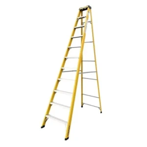 STANLEY Step Ladder | 10 Steps Fibre Ladder | Anti Slip Steps | Non-Slip Rubber Edge Guards | 150 KG Loading Capacity | EN131 Approved - SXLDFG-010
