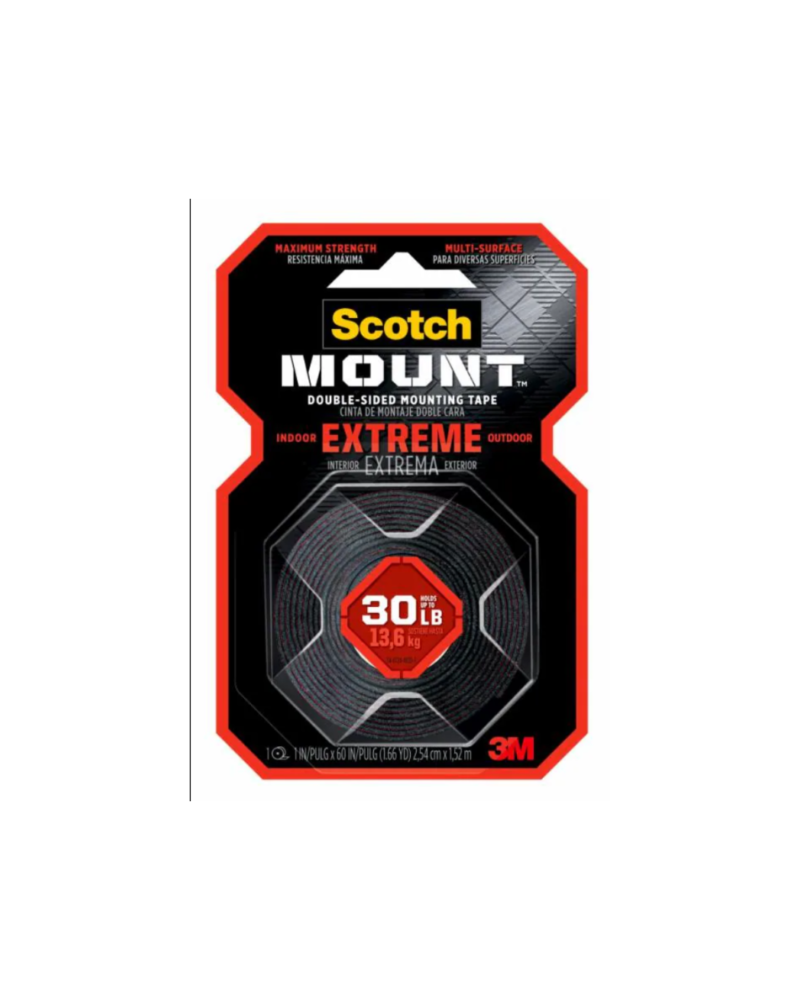 3M 414H Scotch-Mount Extreme Double-Sided Mounting Tape, 2.54 cm x 1.52 m – Black