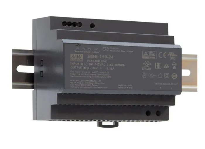 MEAN WELL HDR-150 Switched Mode DIN Rail Power Supply, 85 → 264 V ac / 120 → 370V dc ac, dc Input, 12V dc