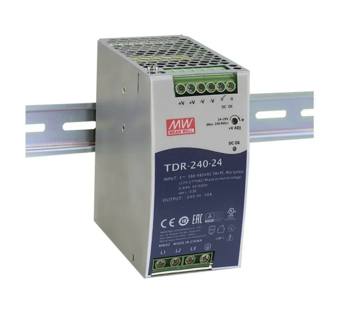 MEAN WELL TDR-240 Switched Mode DIN Rail Power Supply, 340 → 550 V ac / 480 → 780V dc ac, dc Input, 24V