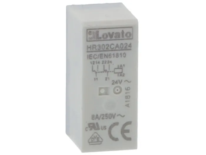 Lovato PCB Mount Non-Latching Relay, 24V dc Coil, 8A Switching Current, DPDT
