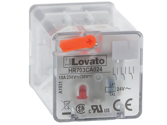 Lovato Plug In Non-Latching Relay, 24V ac Coil, 10A Switching Current, DPDT