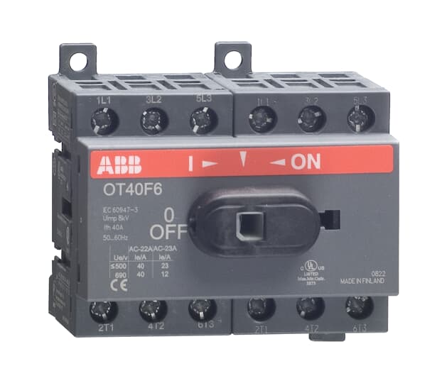 STROMBERG OT40F6 40A 6 Pole ISOLATOR W/ROD(OXP6X265 or *OXS6X330*)+HANDLE (OHB65J6) 1SCA104936R1001+1SCA108225R1001 or 1SCA101661R1001+1SCA022380R9660