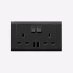 13A 2G DP S/SOCKET + USB ESSENTIALS M/BLACK - MK
