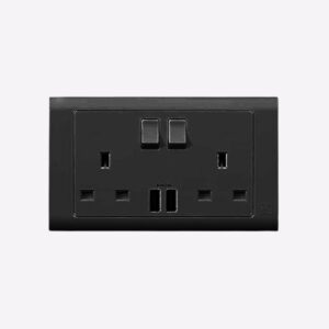 13A 2G DP S/SOCKET + USB ESSENTIALS M/BLACK - MK