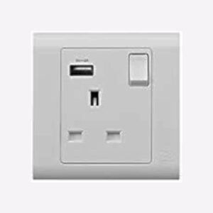 13A 1G SWITCH SOCKET WITH USB ESSENTIALS TITANIUM - MK
