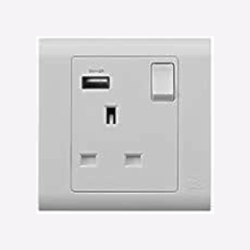 13A 1G SWITCH SOCKET WITH USB ESSENTIALS TITANIUM - MK
