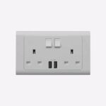 13A 2G S/SOCKET WITH USB ESSENTIALS TITANIUM - MK