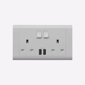 13A 2G S/SOCKET WITH USB ESSENTIALS TITANIUM - MK