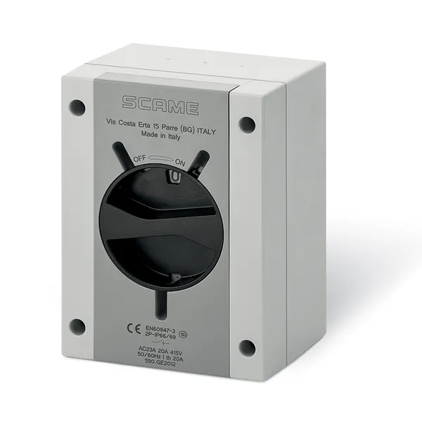 SCAME - Enclosed Switch Disconnector, thermoplastic, 32A, 3P+N, IP66/IP69