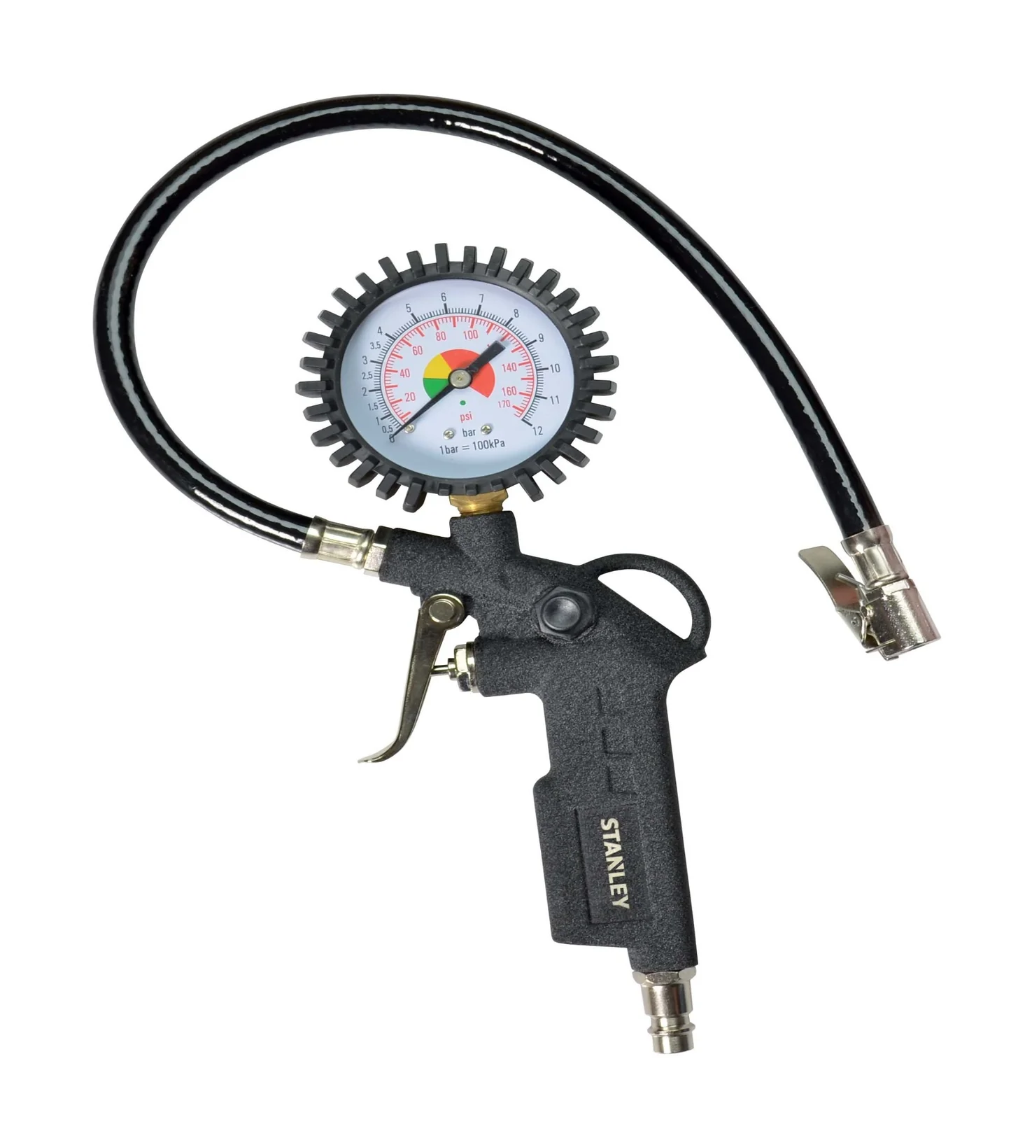 STANLEY TYRE INFLATING GUN WITH FLEXIBLE HOSE AND ANALOG GAUGE - 150533XSTN