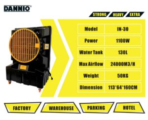 DANNIO 1100W 130L Evaporative Air Cooler – Model No: IN-30