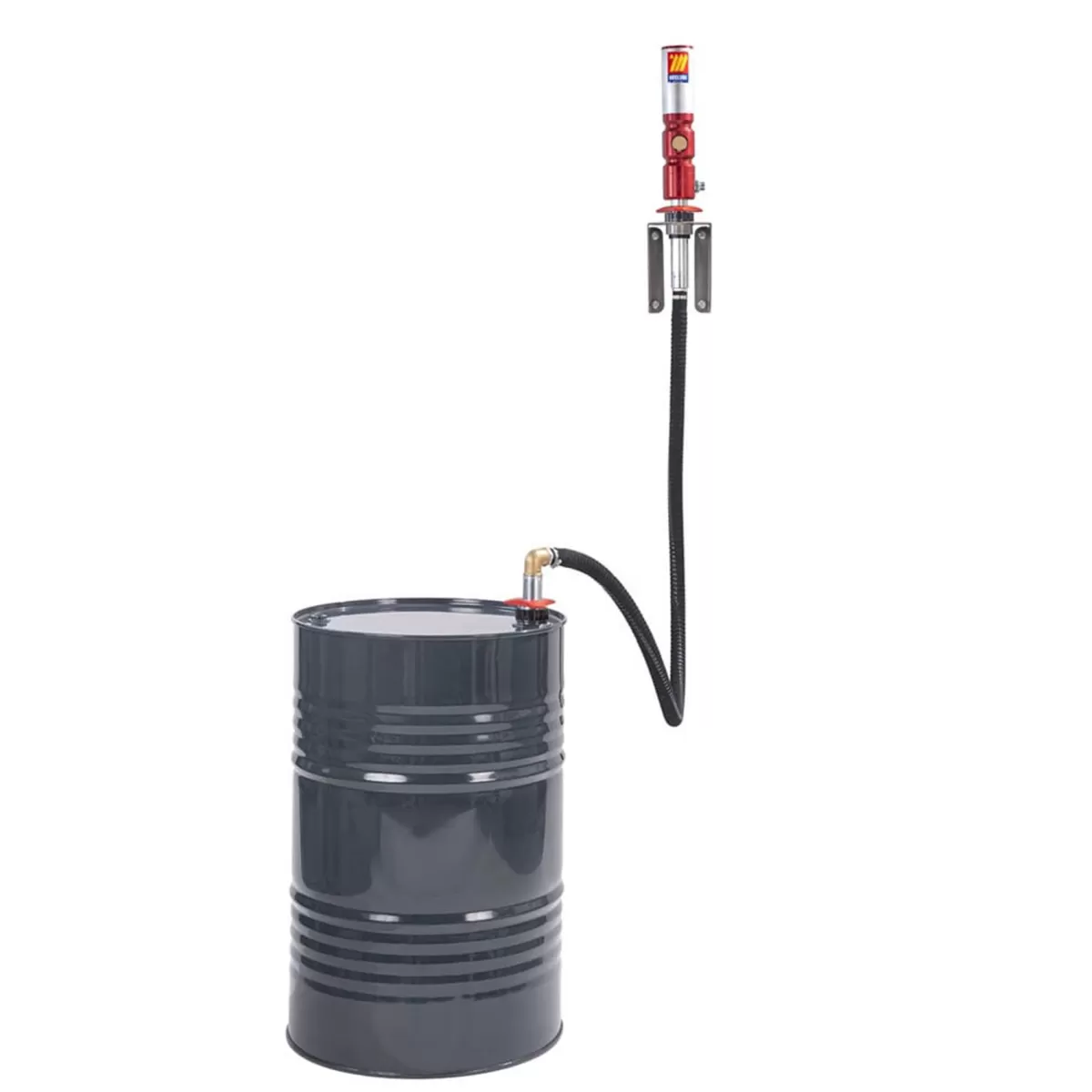 MECLUBE AIR OPERATED OIL PUMP FOR DRUMS 180-220L WITH WALL FIXING 022-1215-000 | PNEUMATIC BARREL KIT WITH FLEXIBLE HOSE AND SUCTION TUBE 940 MM | MADE IN ITALY