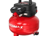 Ecomax Air Compressor 23L Oil Free 1400W 8-10 Bar 70.8L/Min @ 6.2 Bar Pancake Tank